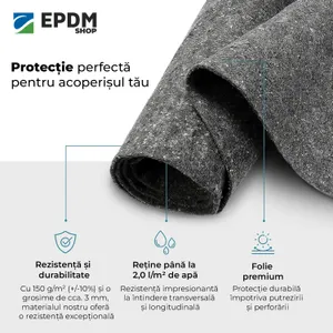 Geotextil 150g/mp rolă jumbo 6x230m pentru drenaj, separare sol și protecție acoperișuri verzi