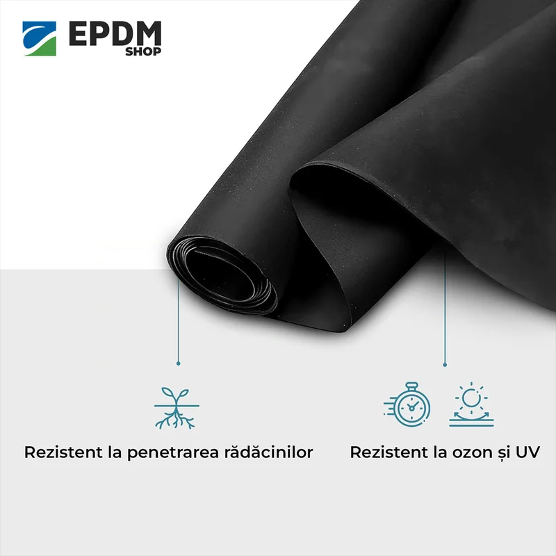 Membrană EPDM cu grosimea cuprinsă între 0.75 mm și 1.5 mm.